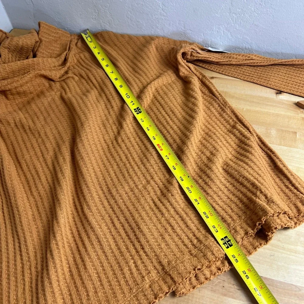 Free People Top‎ Canyon Moon Juicy Size M Orange Off Shoulder Waffle Knit New
